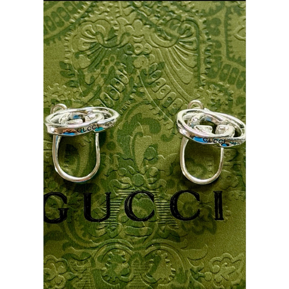 Gucci Interlocking G Sterling Silver Drop Earrings - Brand New with Box - Picture 4 of 5